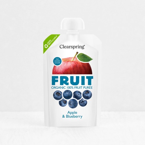 Clearspring Organic Apple & Blueberry Puree (No-Added-Sugar) 100g 