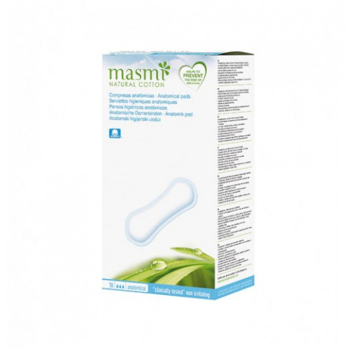 masmi NATURAL COTTON Bio Anatomical (16 Pads) (Panty Liners) 