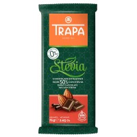 TRAPA Dark Chocolate with Almond & Stevia (50%) 75g product thumbnail 2