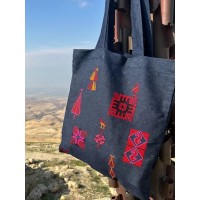 Palestine Motifs Denim Tote Bag product thumbnail 2