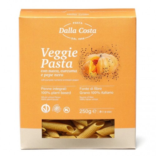 Dalla Costa Whole-Wheat Penne with Pumpkin, Turmeric & Black Pepper 250g 