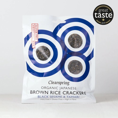 Clearspring Organic Brown Rice Crackers with Black-Sesame & Tamari 40g