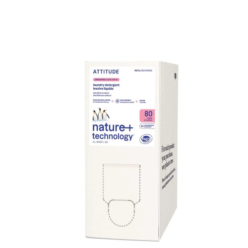 ATTITUDE Unscented Laundry Detergent (Refill-Recharge) 80 Loads 