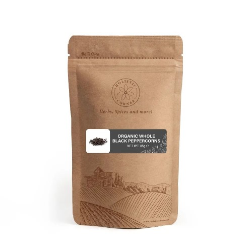 HOLISTIC CORNER Organic Whole Black Peppers Corns 85g 