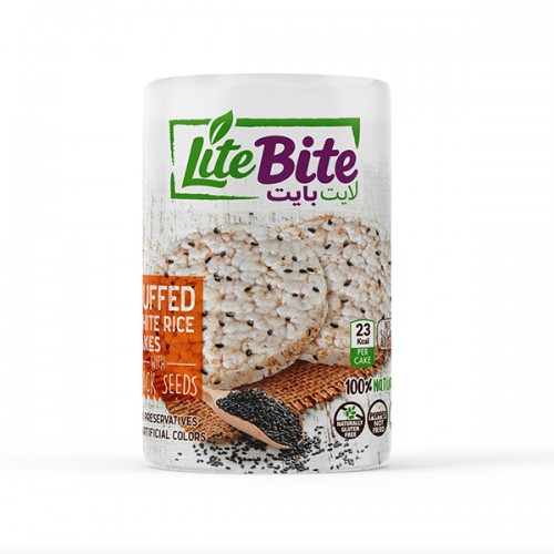 Lite Bite GF Puffed White Rice Cakes with Black Seeds 100g 