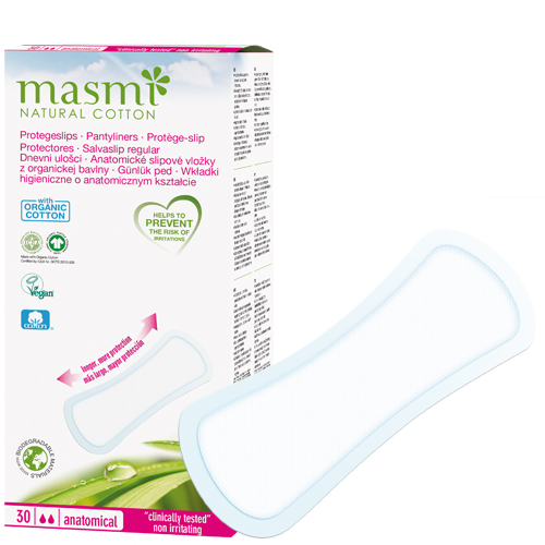 masmi NATURAL COTTON Bio Anatomical (30 Pads) (Panty Liners) 